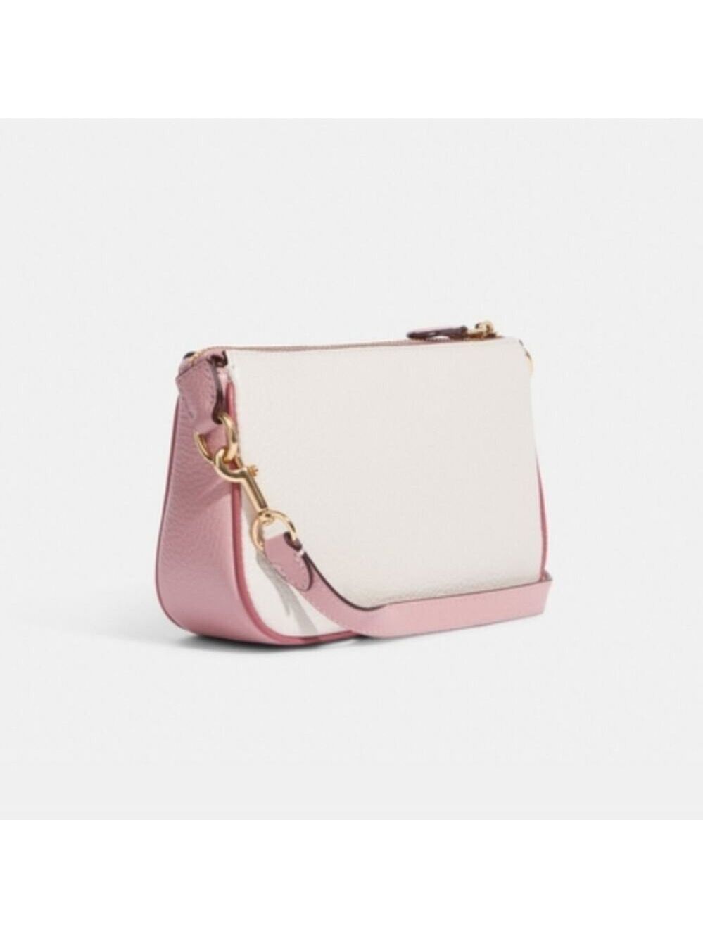 COACH STRIPE HEART LEATHER NOLITA 19 PURSE BAG IN COLORS: GOLD/CHALK VALENTINE - Picture 2 of 9